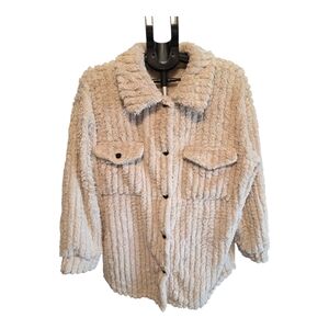 Cozy Cream Teddy Jacket with Button Front